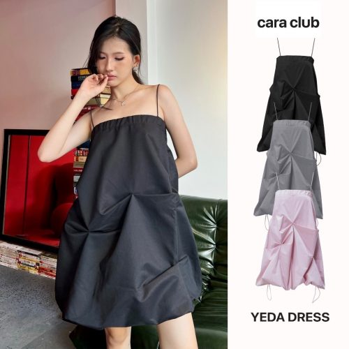 Babydoll_Women’s two-strap short Babydoll Dress_CA.46.8_Cara Club Brand_CARA ชุดเดรสเบบี้ดอลล์สั้นของผู้หญิง Yeda ที่มาพร้อมกับทรงสควอชสายเดี่ยวเพรียวบางน่ารักและมีบุคลิก