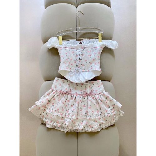 Rosie Set_Corset Top+Tiered Skirt_LA194.26_LACE Brand_ชุดรัดตัวโรซี่ลายดอกทิวลิปสุดน่ารัก