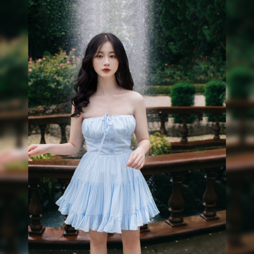 Evie Flared Bustier Dress_RE201.5_RedBean Brand_Evie ชุดเดรสเกาะอกเกาะอก