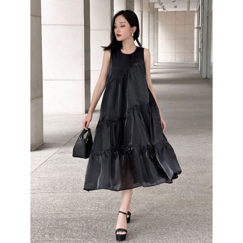 Tegan Organza Tiered Long Straight Dress _JO202.21_Joven Brand_ชุดเดรสยาว Organza 3 ชั้นแนวทแยงที่ดูอ่อนเยาว์หรูหรา