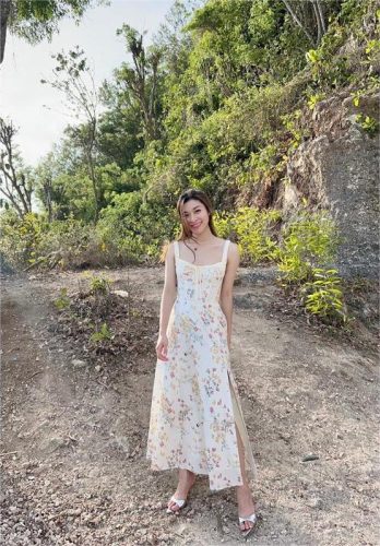 Brandy Flared Floral Pattern Maxi Dress_CL56.9_ClothesBar Brand_ชุดเดรสลายดอกมีซับใน