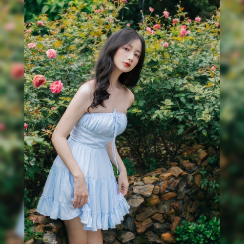 Evie Flared Bustier Dress_RE201.5_RedBean Brand_Evie ชุดเดรสเกาะอกเกาะอก