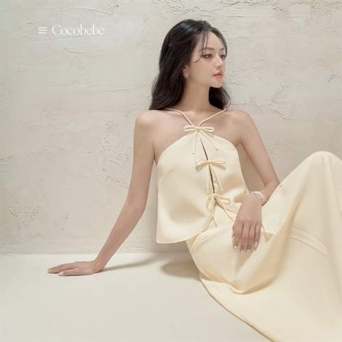 Cocobebe Brand-Halter Top and Skirt Set_CO200.12 เซตเสื้อคอปกผูกโบว์และกระโปรง