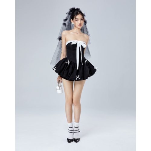 Minnie Set_Bow Strapless Top+Shorts_LA.45.22_Laneci Brand_Set เสื้อผูกโบว์และกางเกงขาสั้น (ไม่รวมกิ๊บติดผม)