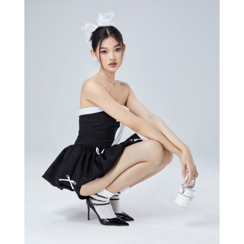 Minnie Set_Bow Strapless Top+Shorts_LA.45.22_Laneci Brand_Set เสื้อผูกโบว์และกางเกงขาสั้น (ไม่รวมกิ๊บติดผม)