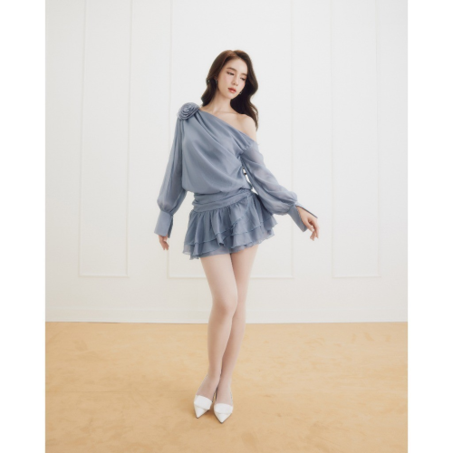 Short Dress Sivia Blue_012418BL1_Rechic Brand_ชุดเดรสสั้นสีฟ้าซีเวีย