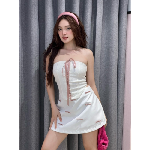 SET Top +Skirt Tissa_CA.46.27_Cara Club Brand_กระโปรงทรงโบว์ Tissa ทรงเอ ทรงเอ เรียบหรูดูดี