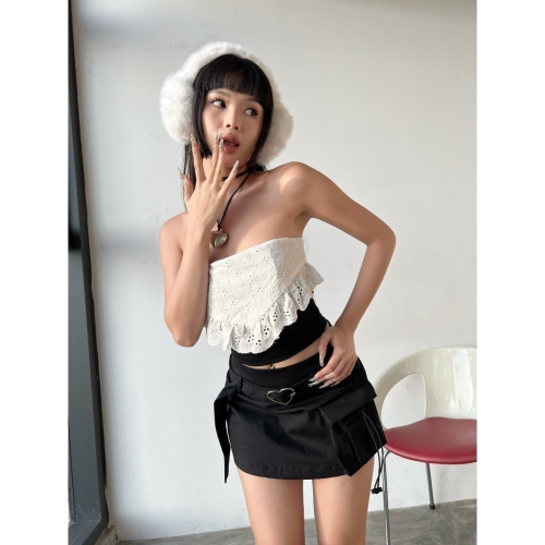 Linlin Mini Skirt_CA.46.37_Cara Club Brand_กระโปรงทรงบ็อกซ์ผู้หญิง Linlin มีขอบเอวกลาง