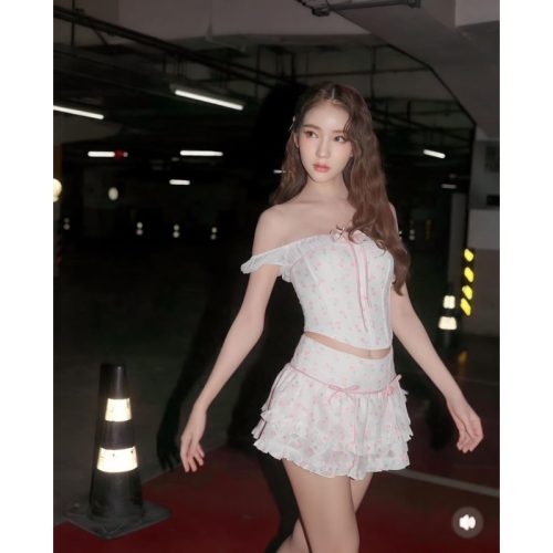 Rosie Set_Corset Top+Tiered Skirt_LA194.26_LACE Brand_ชุดรัดตัวโรซี่ลายดอกทิวลิปสุดน่ารัก