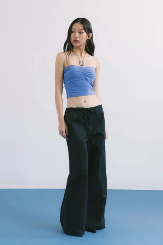 Black Drawstring Wide Leg Cargo Pants_LI53.13_LIBE Brand