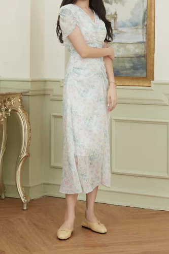 Maxi Dress_FLOWER DRESS_1DD1442_Anacoco Brand_ ชุดเดรสลายดอกไม้