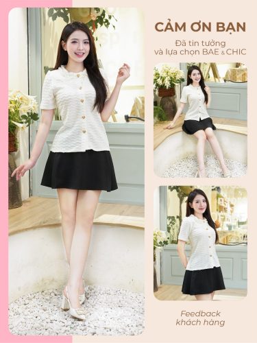 Ruffle Neck Lace Spandex Blouse_AB45_Bae & Chic Brand _เสื้อยืดลูกไม้สไตล์ผู้หญิงน่ารักหรูหราพร้อมคอระบาย ใส่ไปทำงาน คาเฟ่ สตรีทแวร์