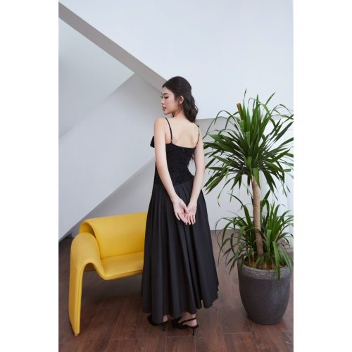 LADIES Midi Dress_GO196.3_Goutdejun_ชุดเดรสสองสายที่สะดวกสบายของผู้หญิงพร้อมดีไซน์บาน – LADIES DRESS