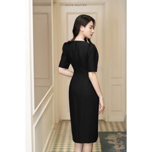 Hebe Side Slit Sheath Dress_KA26.9_KATIE NGUYEN Brand_เดรสฮีบี้ผ่าหน้า