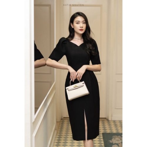 Hebe Side Slit Sheath Dress_KA26.9_KATIE NGUYEN Brand_เดรสฮีบี้ผ่าหน้า