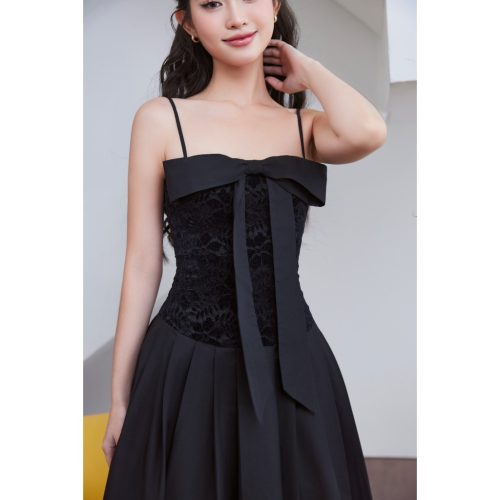 LADIES Midi Dress_GO196.3_Goutdejun_ชุดเดรสสองสายที่สะดวกสบายของผู้หญิงพร้อมดีไซน์บาน – LADIES DRESS