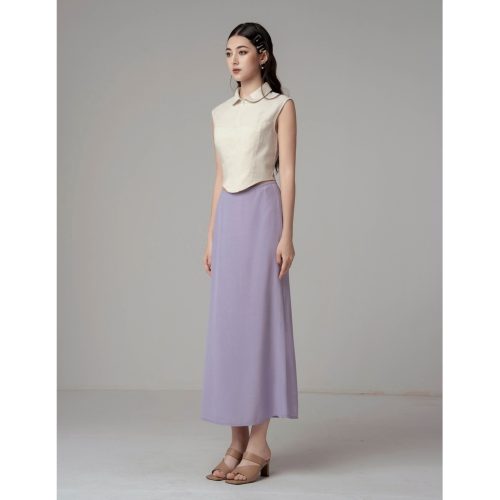 Claire Silk Maxi Skirt_CO18.11_Collide Brand_กระโปรงไหมพรมสีม่วง