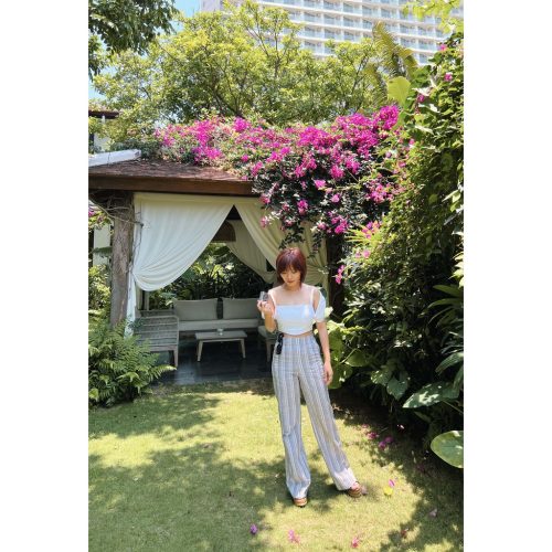 Pauline Linen Plaid Pants_CO18.16_Collide Brand_- กางเกงผ้าลินิน Pauline ลายสก็อต