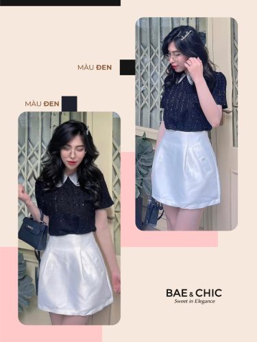 PeterPan Neck Blouse_AB05_Bae & Chic Brand_Bae Chic เสื้อผ้าฝ้ายคุณภาพสูง Lotus Leaf Collar Lady สไตล์ Chic Minimalist ทำงาน Cafe Party