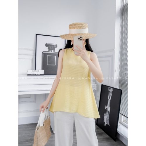 Yellow SleevelessShirt_MA47.5_Masara Brand_เสื้อกล้ามสีเหลืองเนื้อนุ่ม เย็นสบาย