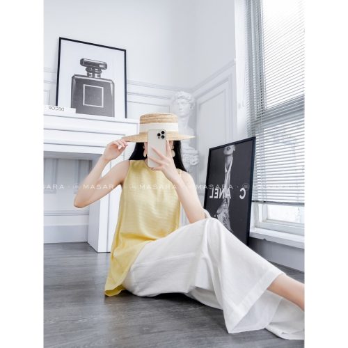 Yellow SleevelessShirt_MA47.5_Masara Brand_เสื้อกล้ามสีเหลืองเนื้อนุ่ม เย็นสบาย