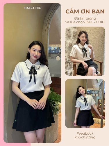 Grace V Neck Polo PeterPanTop_AB52_Bae & Chic Brand_เสื้อโปโลคอวีอ่อนเยาว์ Grace Top Lady Twill ชุดทำงานสไตล์มินิมอล Cafe Party