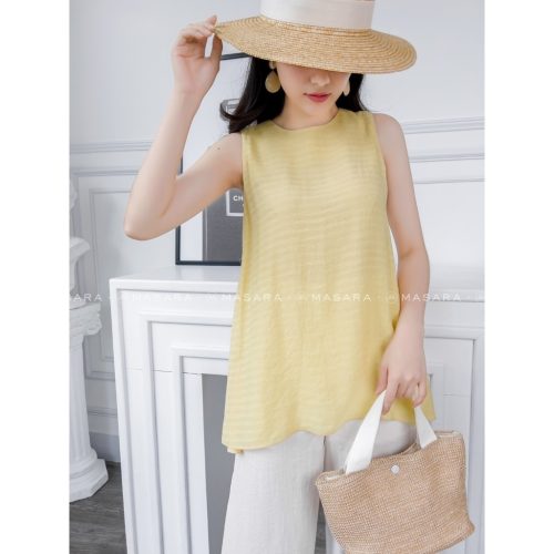 Yellow SleevelessShirt_MA47.5_Masara Brand_เสื้อกล้ามสีเหลืองเนื้อนุ่ม เย็นสบาย