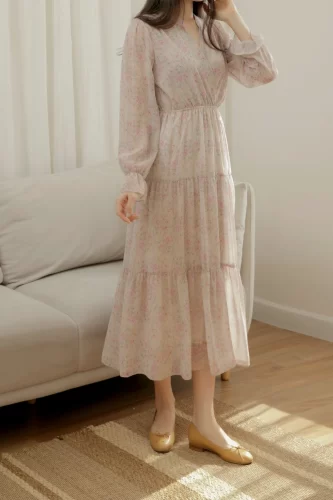 Maxi Dress_LOVELY DRESS_1DD1395-1_Annacoco Brand_กากิคอตตอน