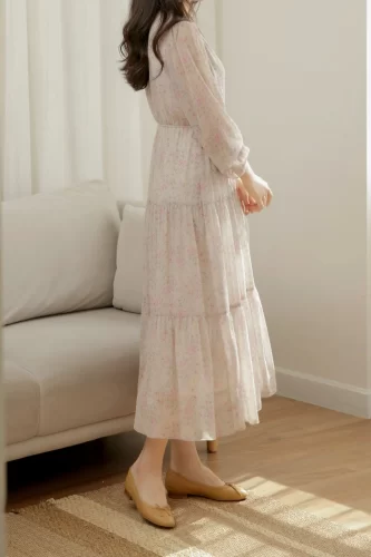 Maxi Dress_LOVELY DRESS_1DD1395-1_Annacoco Brand_กากิคอตตอน