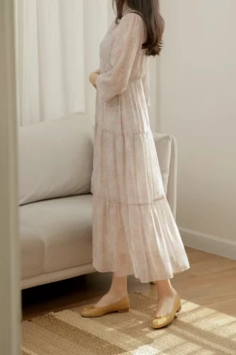 Maxi Dress_LOVELY DRESS_1DD1395-1_Anacoco Brand_กากิคอตตอน