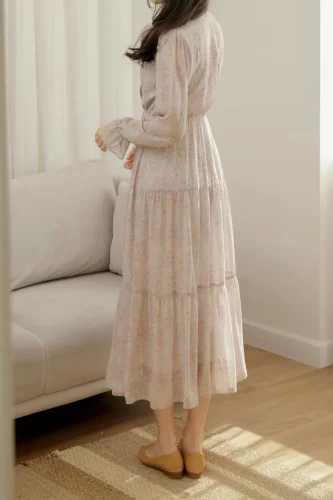 Maxi Dress_LOVELY DRESS_1DD1395-1_Annacoco Brand_กากิคอตตอน