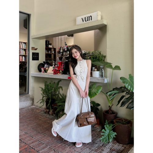 EMRI Tie Rope Maxi Dress_GO196.6_Goutdejun_ชุดเดรสผู้หญิง ดีไซน์ด้วยเข็มขัดตัวยาว ประดับด้วยเข็มขัด EMRI