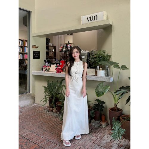 EMRI Tie Rope Maxi Dress_GO196.6_Goutdejun_ชุดเดรสผู้หญิง ดีไซน์ด้วยเข็มขัดตัวยาว ประดับด้วยเข็มขัด EMRI