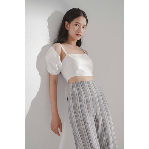 Pauline Linen Plaid Pants_CO18.16_Collide Brand_- กางเกงผ้าลินิน Pauline ลายสก็อต