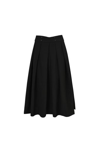 Curved Pleated Waistband Flared Skirt_LE16.19_Leika Brand_กระโปรงจับจีบช่วงเอวโค้ง