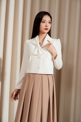 Curved Pleated Waistband Flared Skirt_LE16.19_Leika Brand_กระโปรงจับจีบช่วงเอวโค้ง