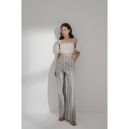 Pauline Linen Plaid Pants_CO18.16_Collide Brand_- กางเกงผ้าลินิน Pauline ลายสก็อต