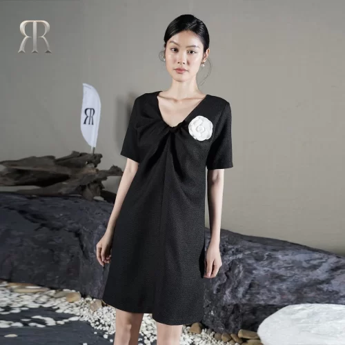 Black V Neck Straight Dress_RA49.15_อาหรับ Brand_PRIME 14