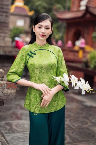 Blouse Top _ The 3-inch long-sleeved dharma suit has a collar _LA8.10_Lamia Design Brand_เครื่องแต่งกายฝรั่งเศสพร้อมแขน 3 ส่วน