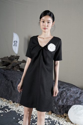 Black V Neck Straight Dress_RA49.15_อาหรับ Brand_PRIME 14