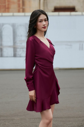 Long Sleeve Mini Dress_ VD23148_VELLA FASHION Brand_ชุดเดรสยาวมีแขนลายดอกไม้