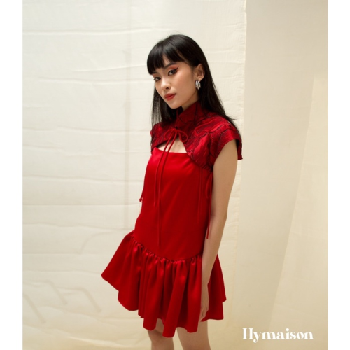 Liuliu Flared Pleated Mini Dress_HY203.18_Hy Maison Brand_ชุดดอกไม้หลิวหลิว