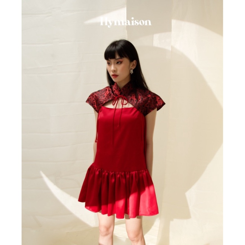 Liuliu Flared Pleated Mini Dress_HY203.18_Hy Maison Brand_ชุดดอกไม้หลิวหลิว