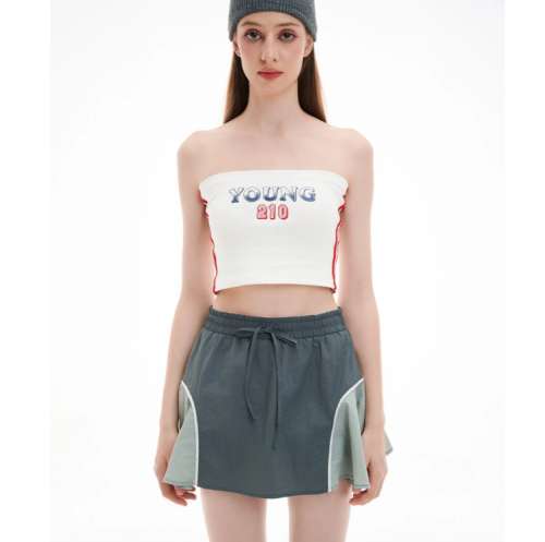 Tube top _Border Matching Tube top T0828_Dottie Brand_เสื้อเชิ้ตแบบมีชายระบาย