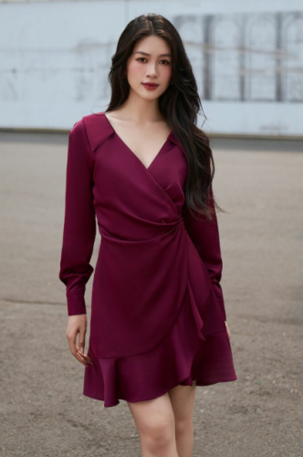 Long Sleeve Mini Dress_ VD23148_VELLA FASHION Brand_ชุดเดรสยาวมีแขนลายดอกไม้