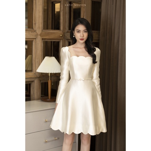 Esther A Line Dress With Belt_KA26.6_KATIE NGUYEN Brand_ชุดเอสเธอร์พร้อมเข็มขัด