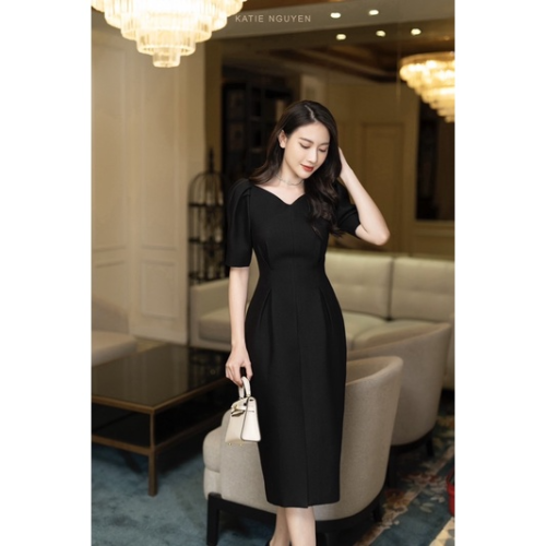 Hebe Side Slit Sheath Dress_KA26.9_KATIE NGUYEN Brand_เดรสฮีบี้ผ่าหน้า