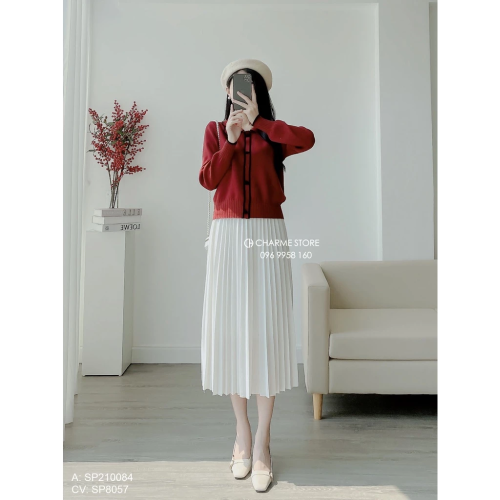 Freesize Long Pleated Skirt_8057_Charme Brand_กระโปรงผู้หญิงจับจีบตัวยาวขนาดฟรีไซส์