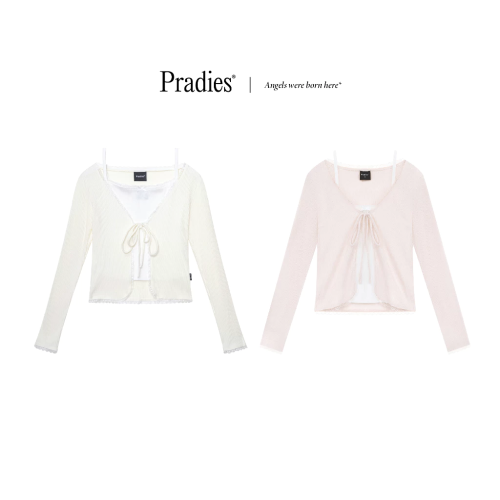 SET_Sweeties Camisol+ Long Sleeve Coat_PR44.12_Pradies Brand_Set เสื้อแขนยาวผูกเชือกลูกไม้ Sweeties