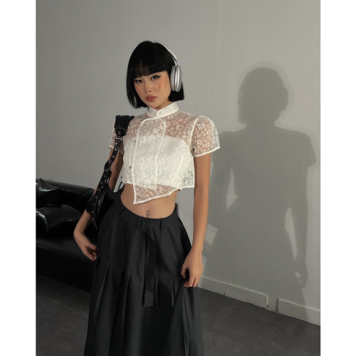 Aki Croptop Shirt_HY203.1_Hy Maison Brand_เสื้อ Croptop Aki